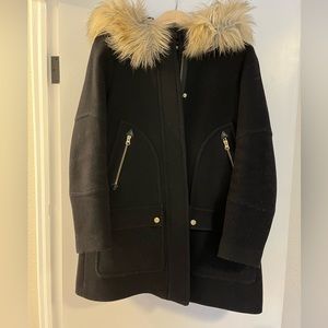 J.Crew Stadium Cloth Faux Fur Hood Winter Coat (Size 4)